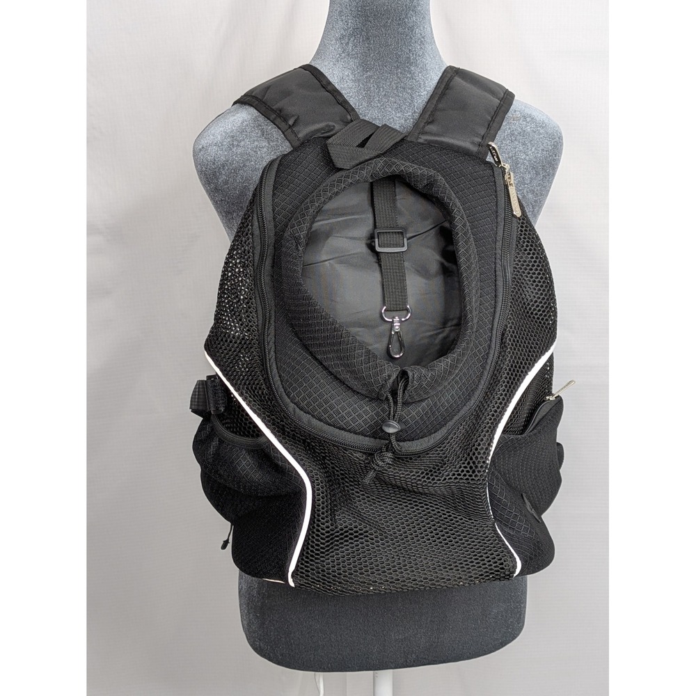 Pet Carrier Backpack Medium Black Mesh Dog Cat Travel Safety Tether Padded NWOT